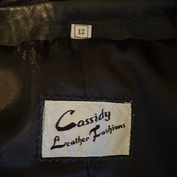 Vintage Cassidy Full Length Black Genuine Leather Coat, Size 12 - Picture 6 of 8